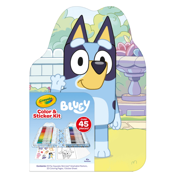 slide 6 of 6, Crayola Kids Can Color Some Of Their Favorite Bluey Characters With The Included Coloring Pages And Stickers. The Washable Markers Ensure Easy Cleanup For Surfaces And Hands, And Pack Easily Back Into Their Storage Tray., 1 ct