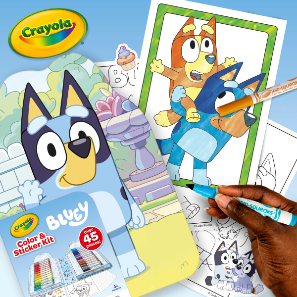 slide 3 of 6, Crayola Kids Can Color Some Of Their Favorite Bluey Characters With The Included Coloring Pages And Stickers. The Washable Markers Ensure Easy Cleanup For Surfaces And Hands, And Pack Easily Back Into Their Storage Tray., 1 ct