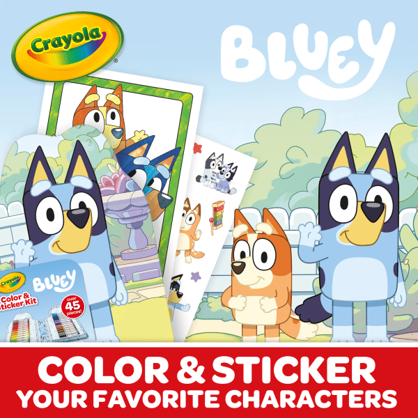 slide 4 of 6, Crayola Kids Can Color Some Of Their Favorite Bluey Characters With The Included Coloring Pages And Stickers. The Washable Markers Ensure Easy Cleanup For Surfaces And Hands, And Pack Easily Back Into Their Storage Tray., 1 ct