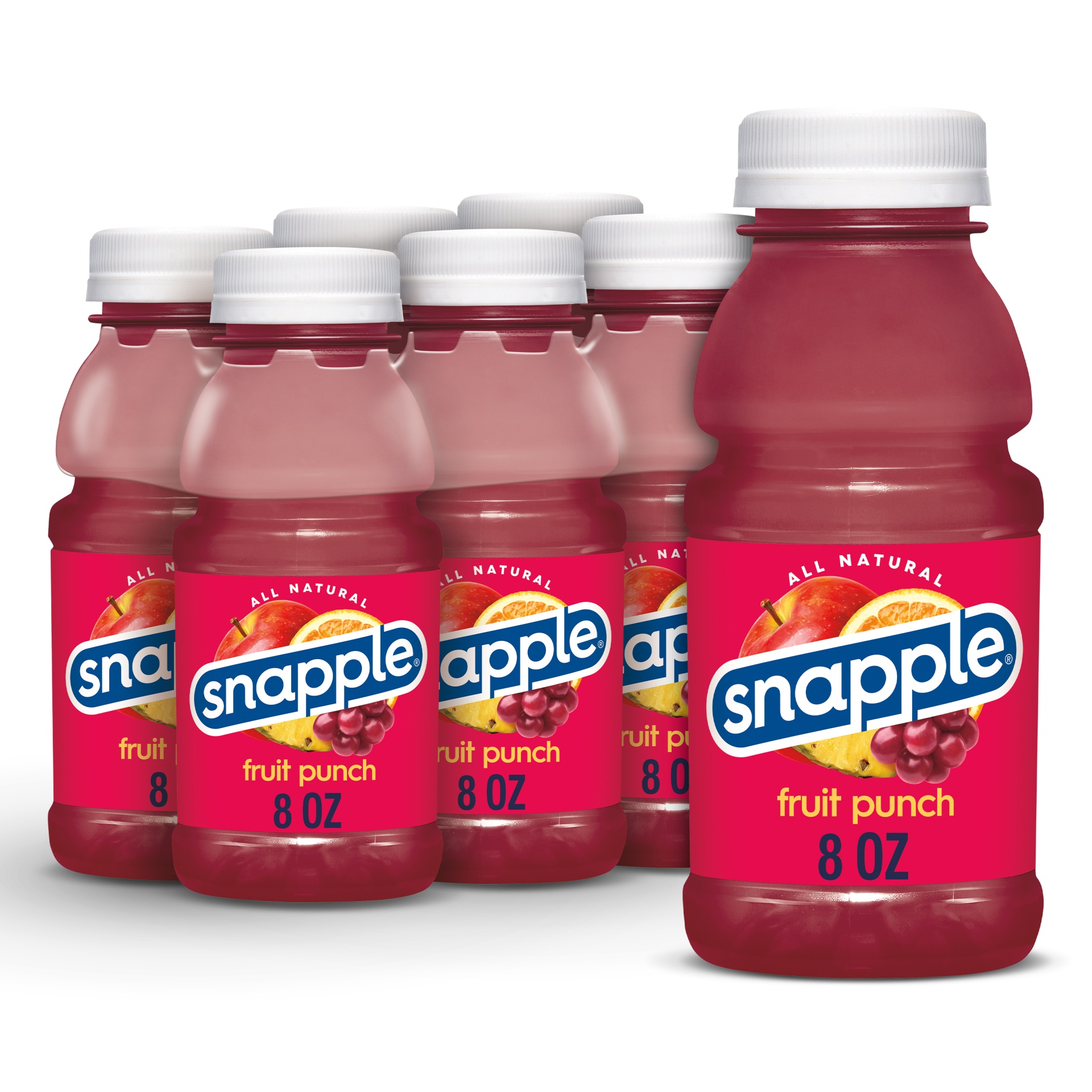 slide 1 of 3, Snapple Fruit Punch Bottles, 6 ct; 8 fl oz