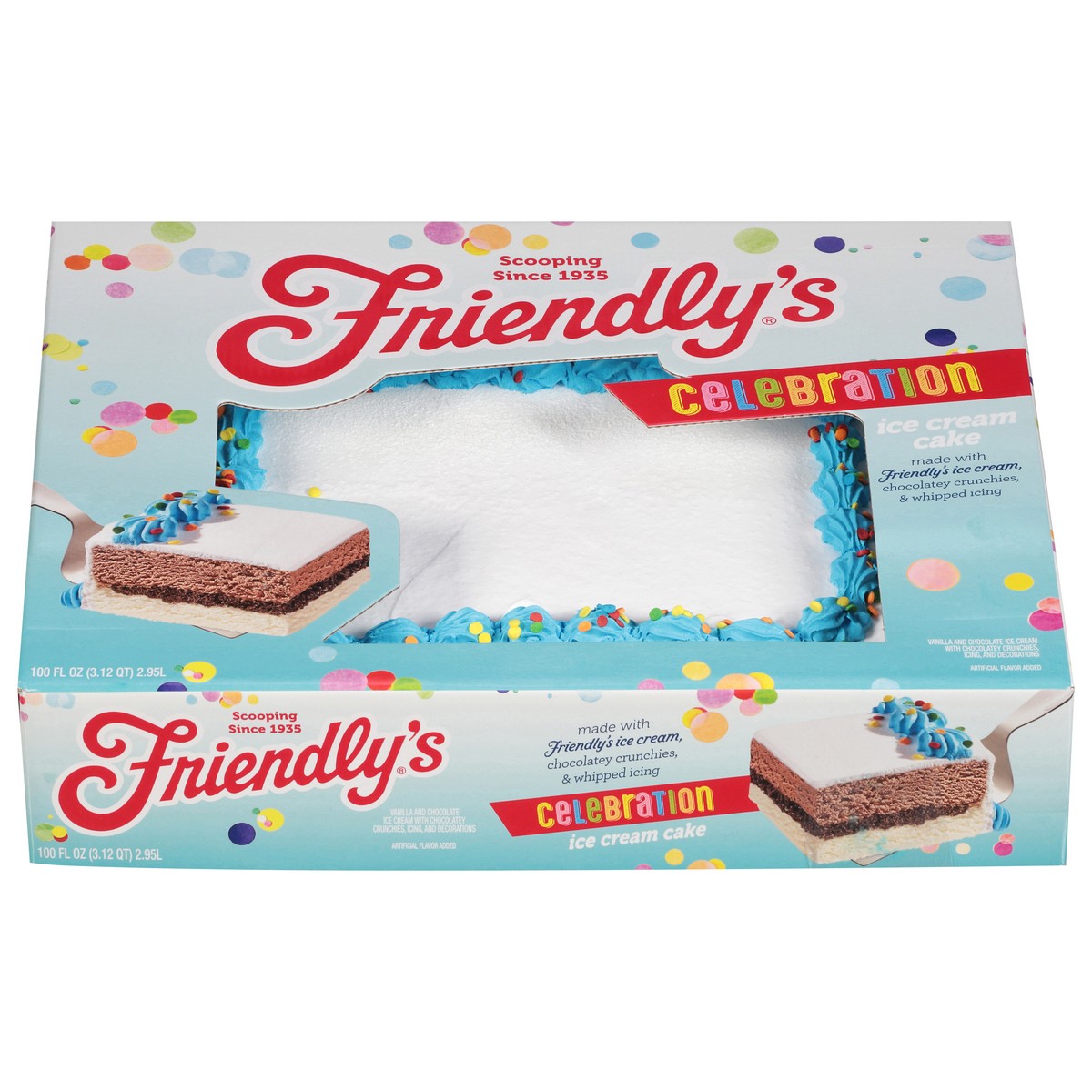 slide 1 of 8, Friendly's Celebration Ice Cream Cake 100 fl oz, 100 fl oz