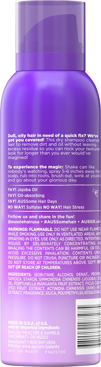 slide 3 of 3, Aussie Tousle Hustle Sulfate-Free Dry Shampoo with Jojoba Oil, 4.9 oz, 4.9 oz