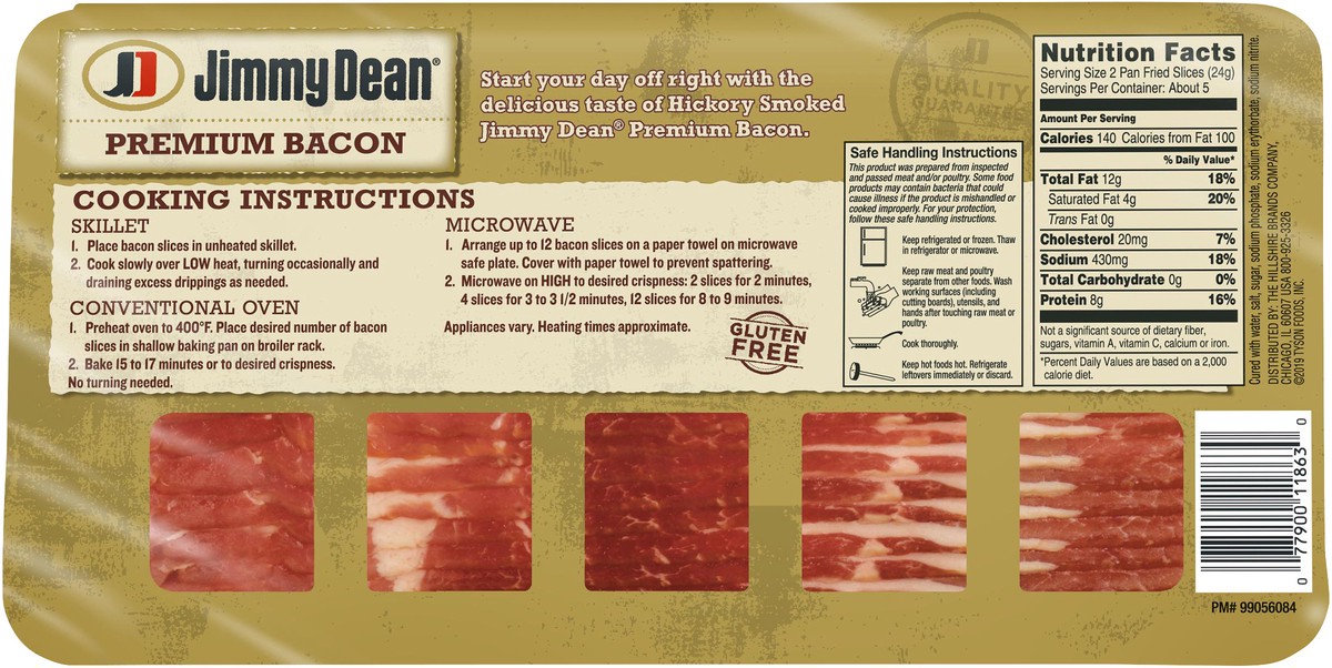slide 3 of 3, Jimmy Dean Premium Hickory Smoked Thick Cut Bacon, 12 oz, 12 oz