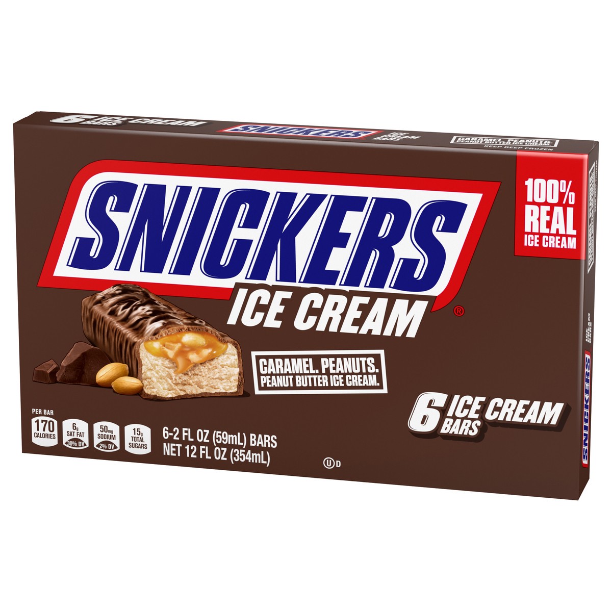 slide 4 of 4, SNICKERS Peanut Butter Ice Cream Bars, 6 Pack, 2 Oz Bars, 6 ct