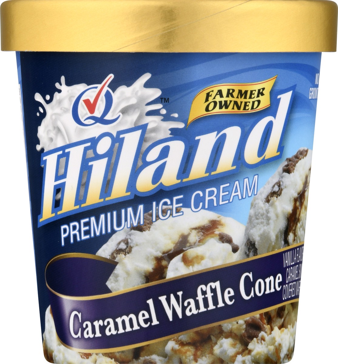 slide 2 of 13, Hiland Dairy Premium Caramel Waffle Cone Ice Cream 1 pt, 1 pint