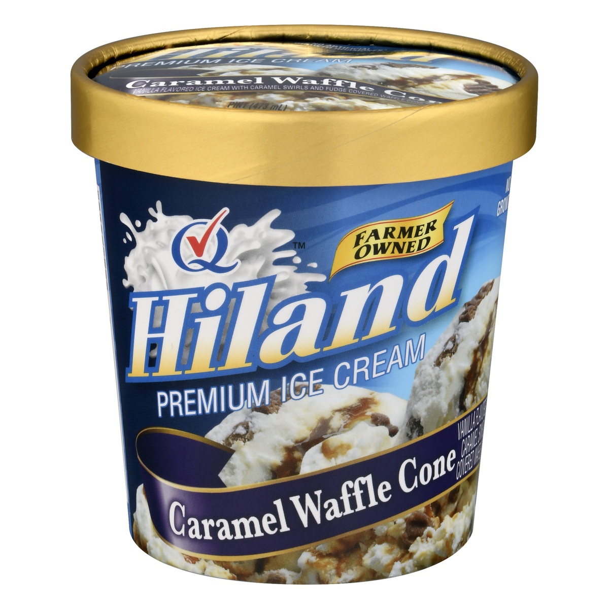 slide 1 of 10, Hiland Dairy Caramel Waffle Cone Ice Cream, 16 fl oz