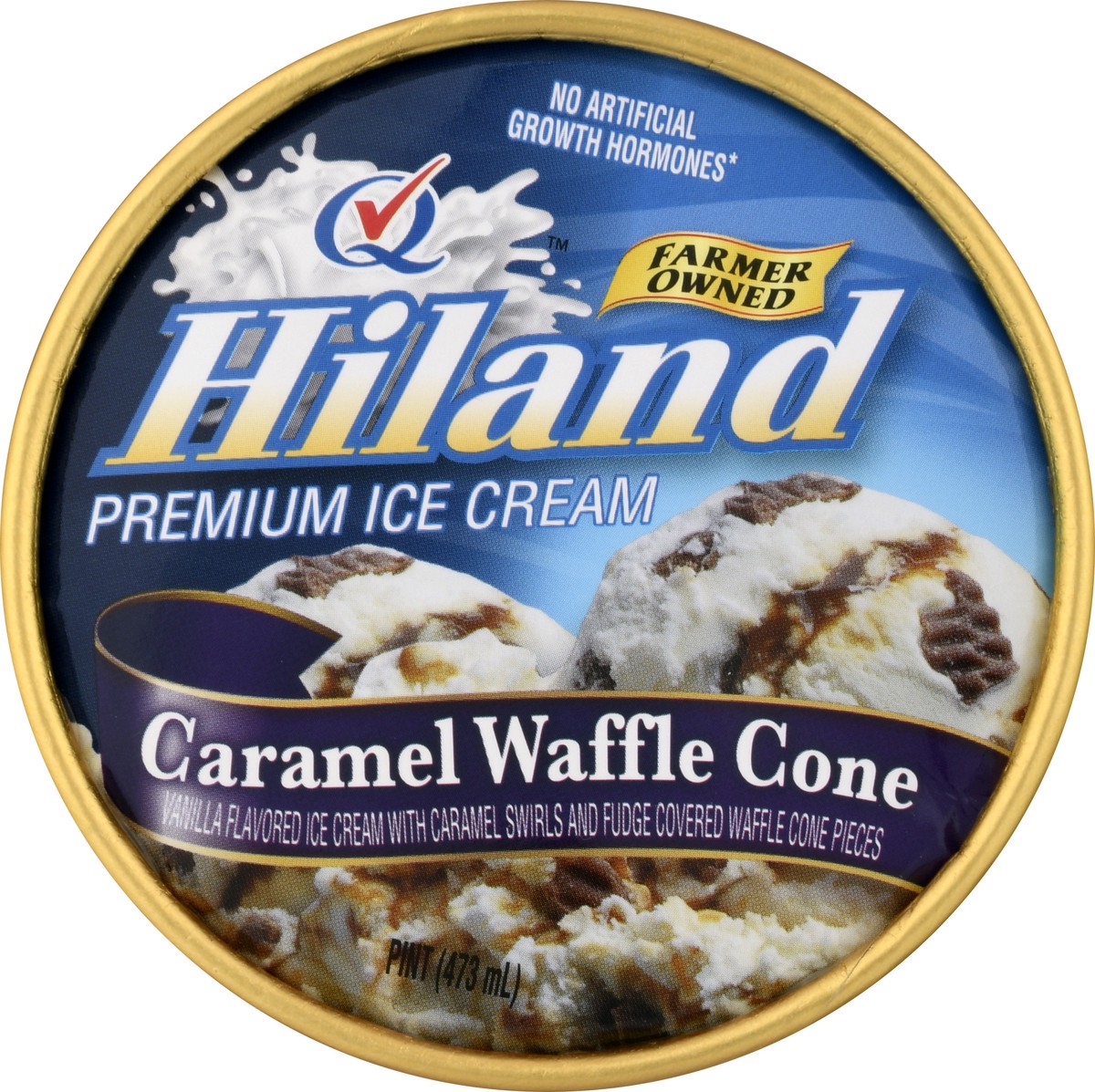 slide 3 of 13, Hiland Dairy Premium Caramel Waffle Cone Ice Cream 1 pt, 1 pint