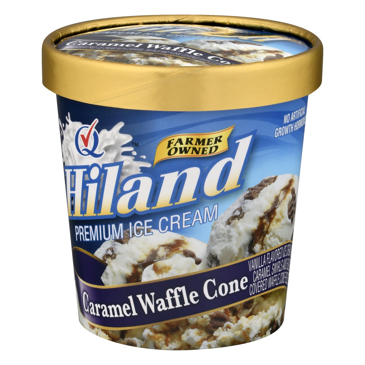 slide 9 of 13, Hiland Dairy Premium Caramel Waffle Cone Ice Cream 1 pt, 1 pint