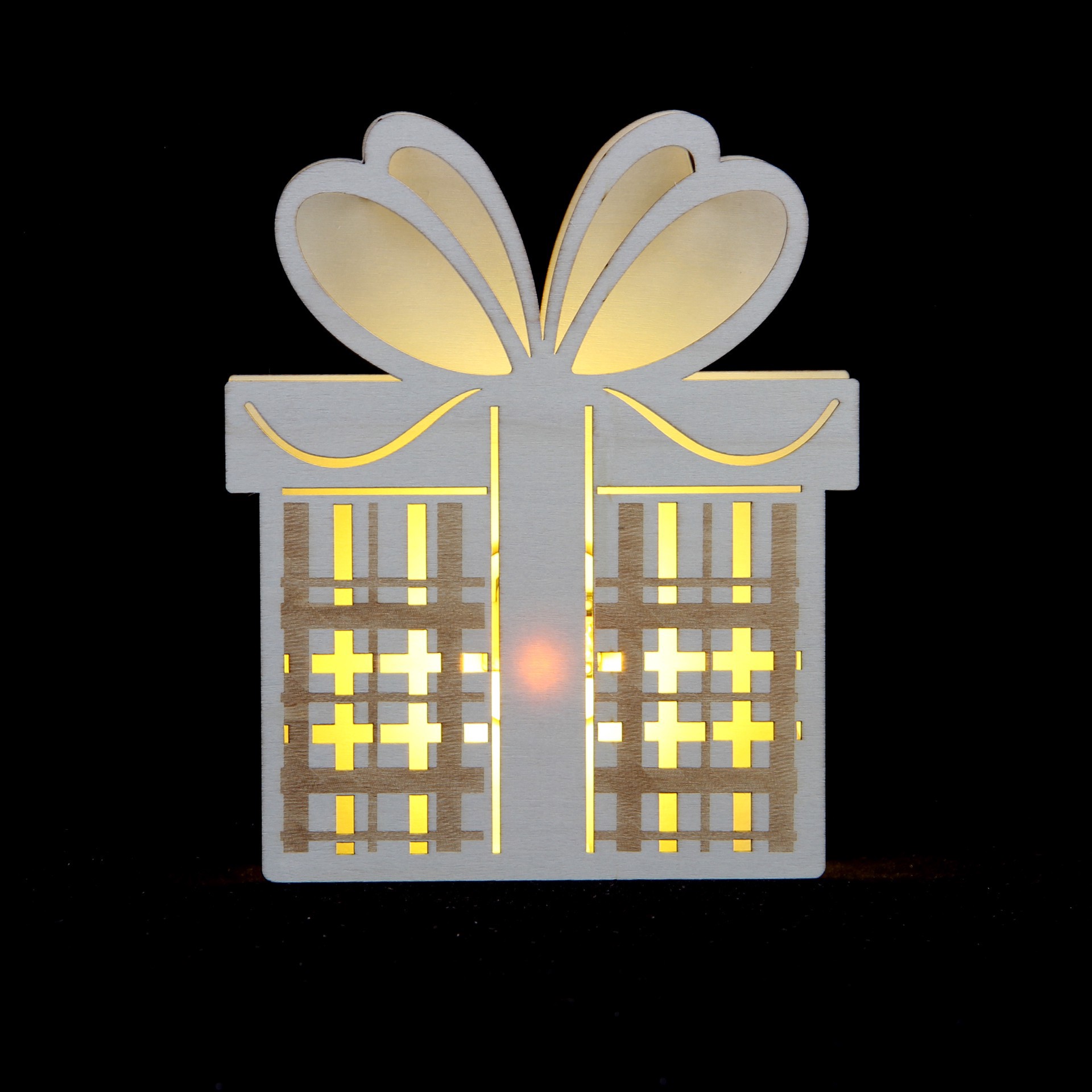 slide 3 of 3, 7" Gift Box Diy Led Wood Decor By Make Market, 7 in