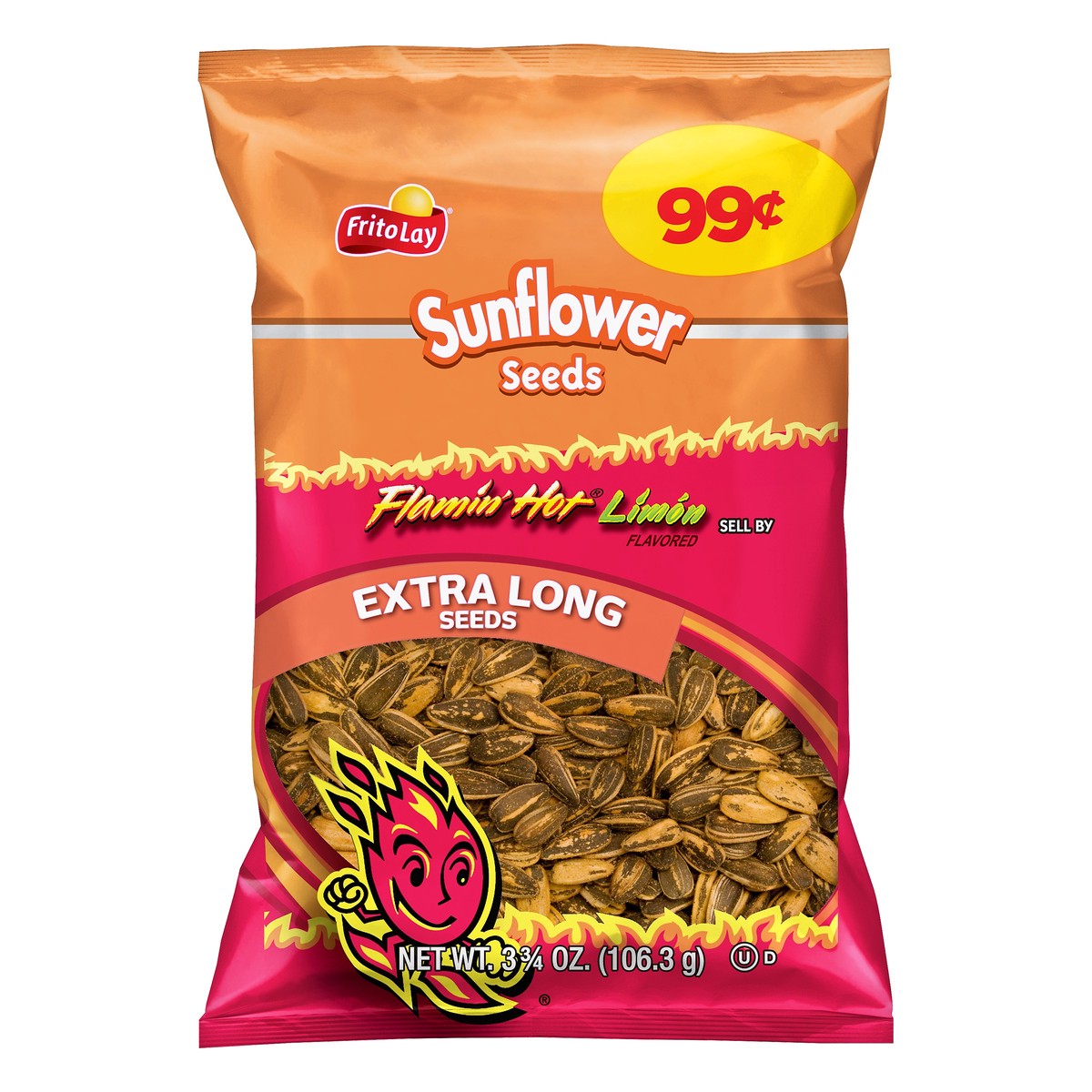slide 1 of 5, Frito-Lay Extra Long Flamin' Hot Limon Flavored Sunflower Seeds 3.75 oz, 3.75 oz