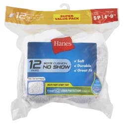 Hanes Boys' No-Show Cushion Socks, White, Size Small