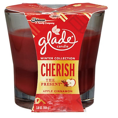 slide 1 of 1, Glade Holiday Candle, Cherish the Present: Apple Cinnamon, 3.8 oz