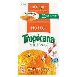 Tropicana 100% Juice, Orange No Pulp