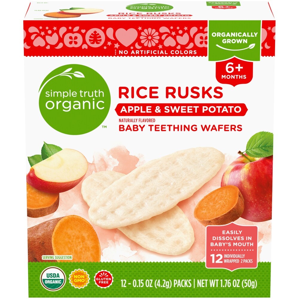 slide 1 of 1, Simple Truth Organic Apple Sweet Potato Rice Rusks, 1 ct