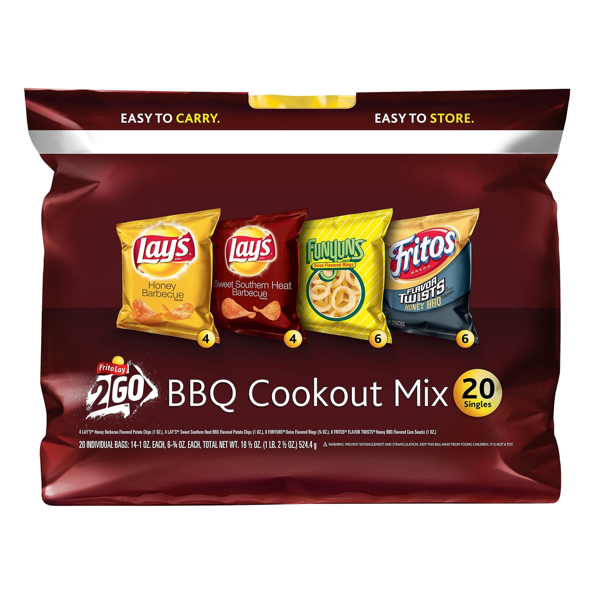 slide 1 of 3, Frito-Lay BBQ Cookout Variety Pack, 20 ct