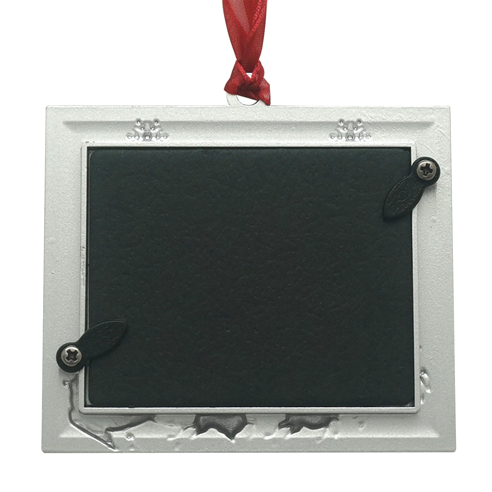 slide 2 of 3, 2" X 2.5" Red & Silver Reindeer & Sleigh Metal Ornament Frame By Studio Decor, 2 in x 2.5 in
