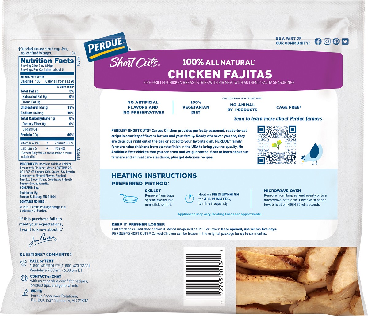slide 3 of 3, Perdue Short Cuts Grilled Fajita Style Chicken Breast Strips, 16 oz