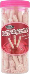Global Brands Waffy Wafer Roll, Strawberry Cream Filled, 5.68 Ounce
