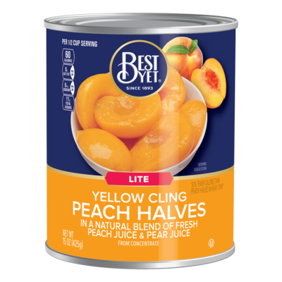 slide 1 of 1, Best Yet Lite Halve Peaches, 15 oz