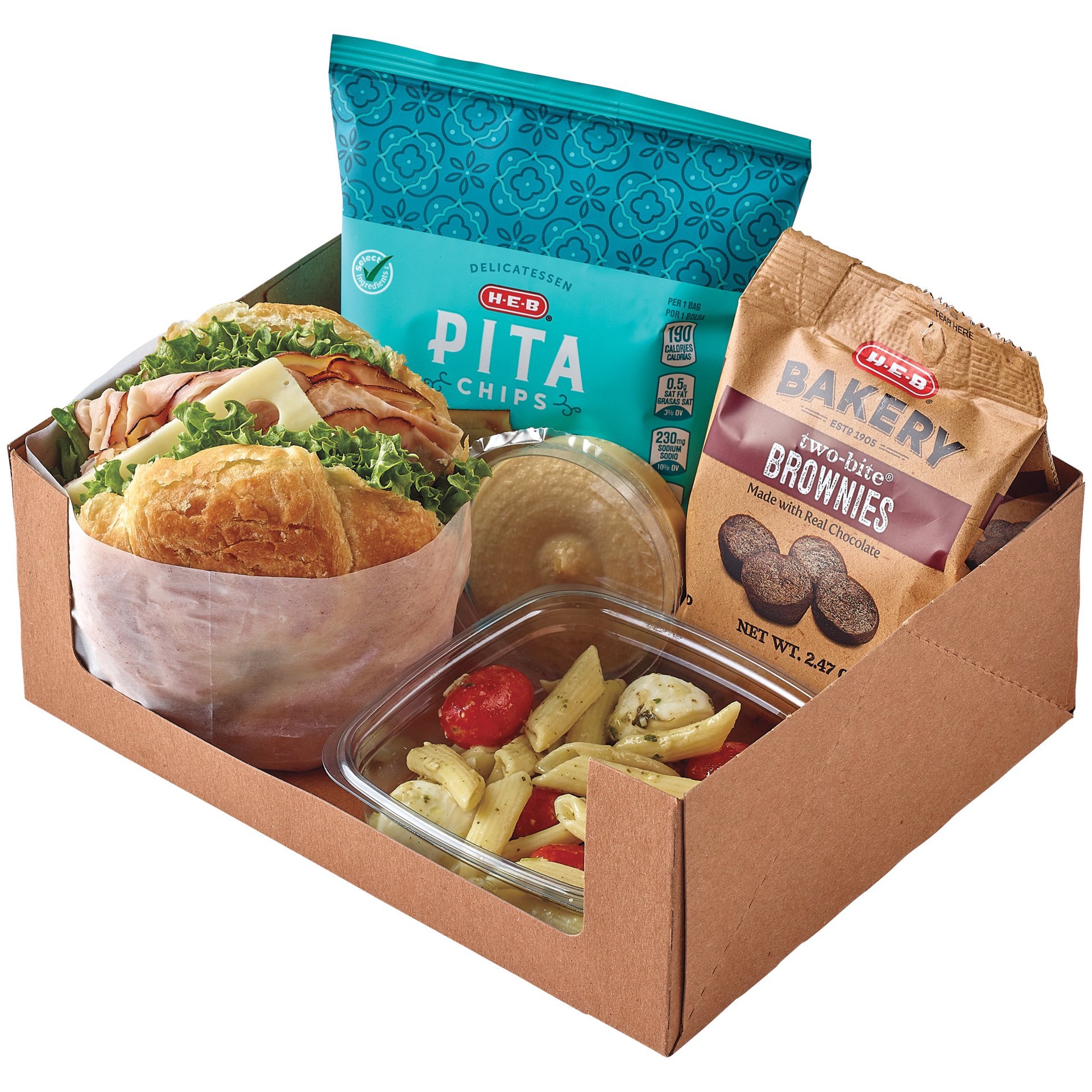 slide 1 of 1, H-E-B Deli Boxed Lunch – Uncured Ham & Swiss Croissant Sandwich, 1 ct
