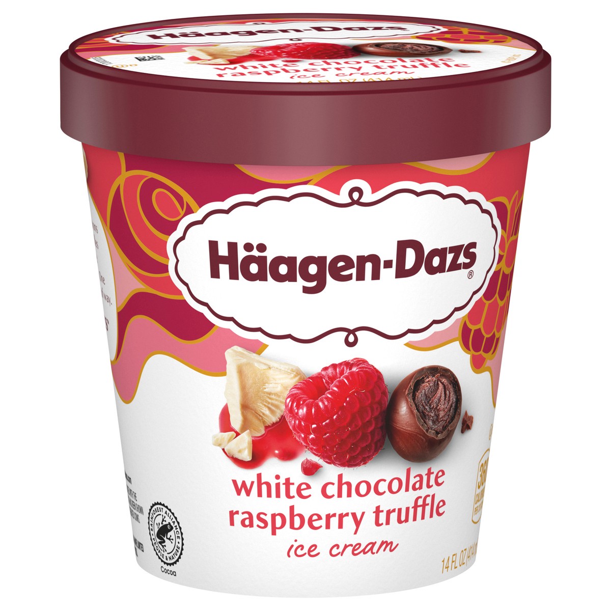 slide 2 of 12, Haagen Dazs White Choc Raspberry Truffle, 14 oz