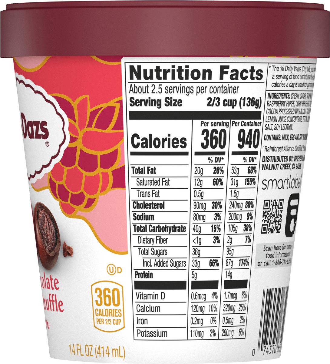 slide 4 of 12, Haagen Dazs White Choc Raspberry Truffle, 14 oz