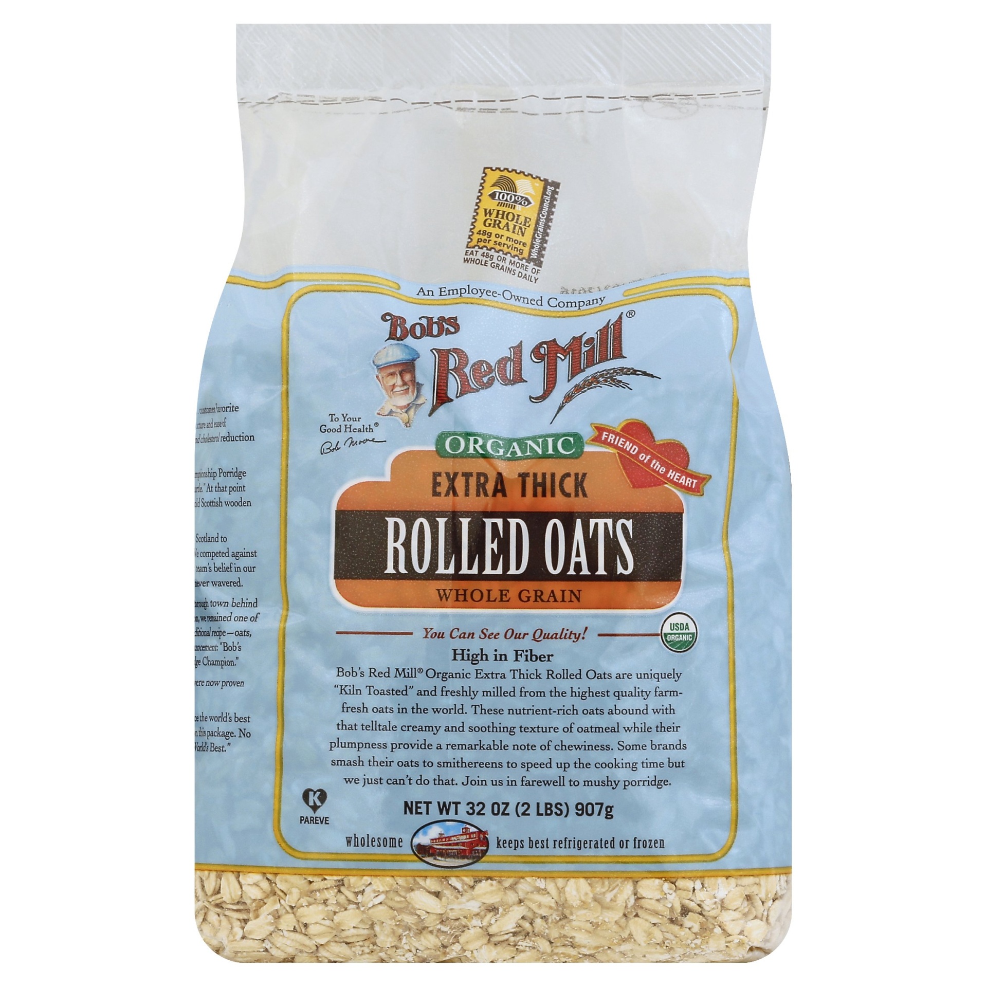 slide 1 of 3, Bob's Red Mill Thick Rolled Oats, 32 oz