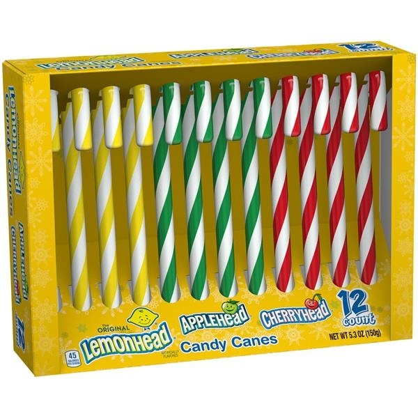 slide 1 of 1, Lemonhead Assorted Flavor Canes, 12 ct