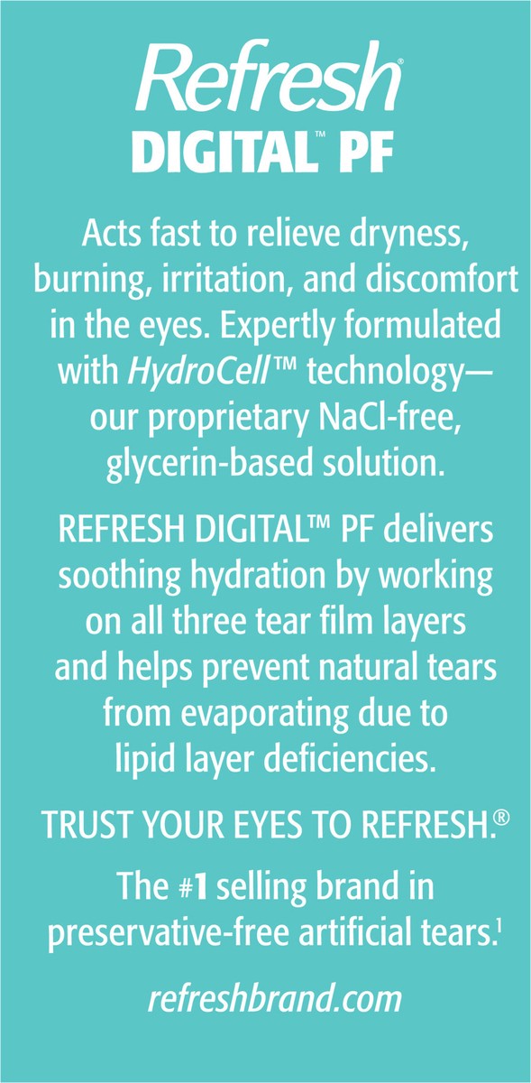 slide 5 of 5, Refresh Digital PF Preservative-Free Non-Preserved Tears, 30 Single-Use Containers, 0.01 fl oz (0.4 mL), 0.40 mL