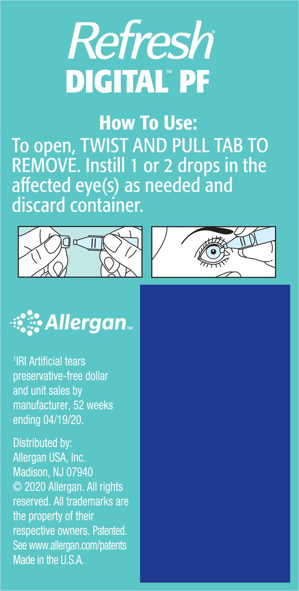 slide 4 of 5, Refresh Digital PF Preservative-Free Non-Preserved Tears, 30 Single-Use Containers, 0.01 fl oz (0.4 mL), 0.40 mL