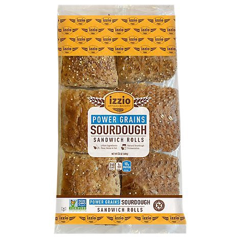 slide 1 of 1, Izzio Power Grains Sourdough Sandwich Rolls - 24 OZ, 24 oz