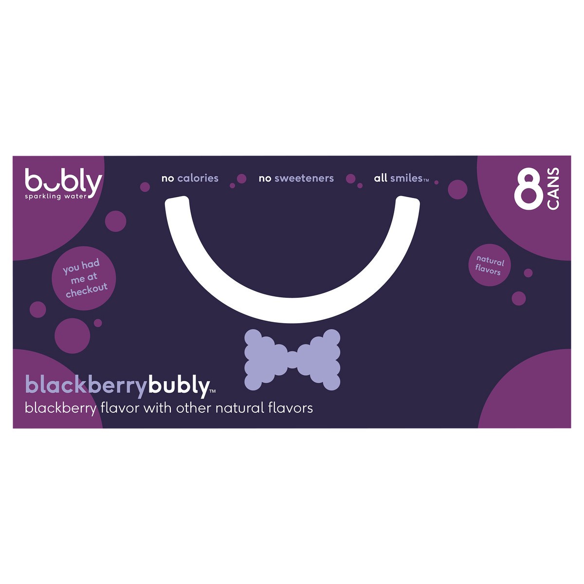 slide 1 of 6, bubly Sparkling Water Blackberry 12 Fl Oz 8 Count Cans, 96 oz