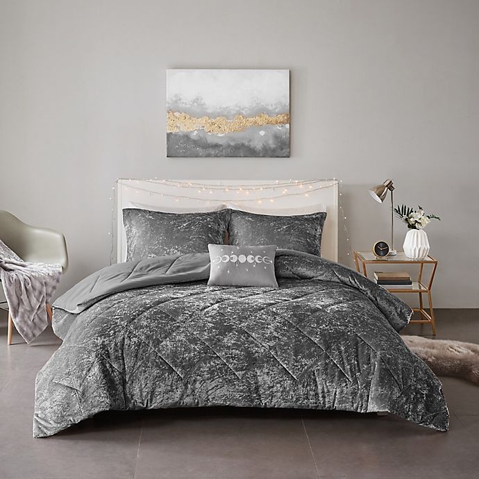 slide 1 of 10, Intelligent Design Felicia Full/Queen Comforter Set - Grey, 4 ct