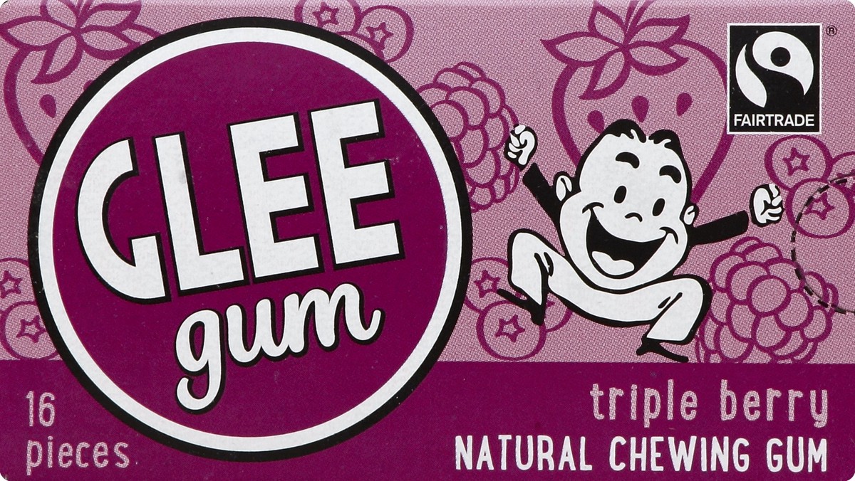 slide 4 of 4, Glee Gum Chewing Gum, Natural, Triple Berry, 16 Each, 18 ct