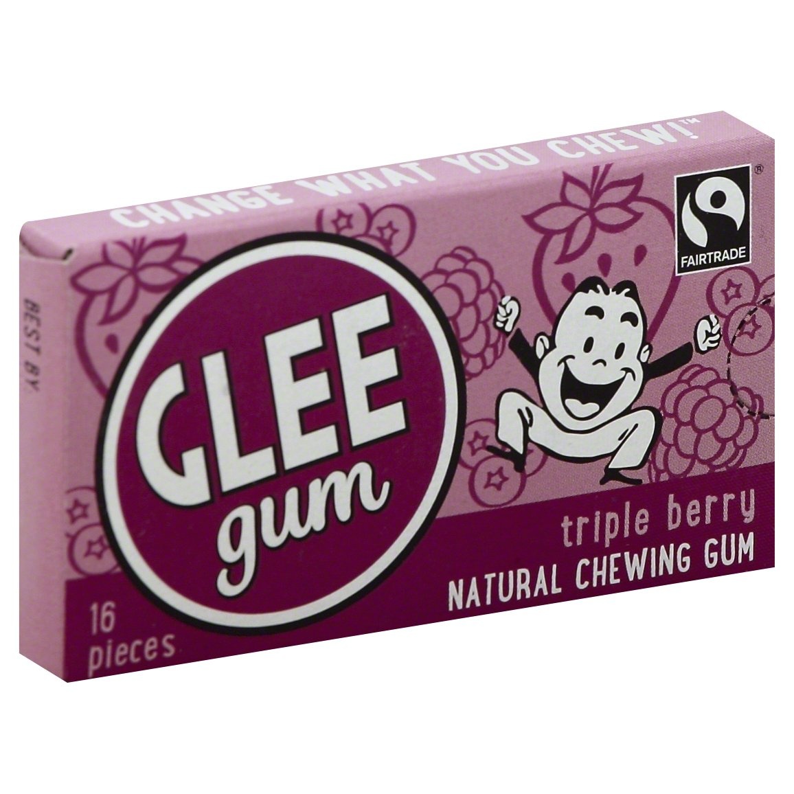 slide 1 of 4, Glee Gum Chewing Gum, Natural, Triple Berry, 16 Each, 18 ct