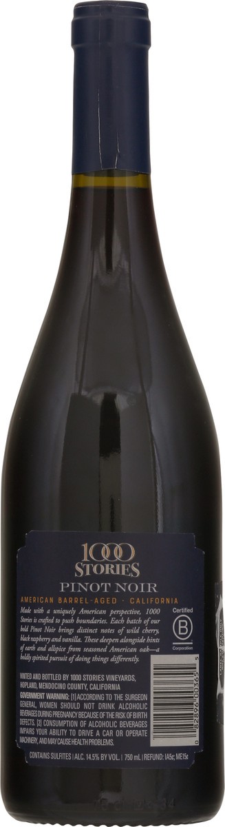 slide 8 of 9, 1000 Stories California Pinot Noir 750 ml, 750 ml