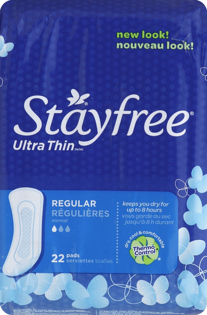 slide 5 of 6, Stayfree Ultra Thin Regular Pads, 22 ct