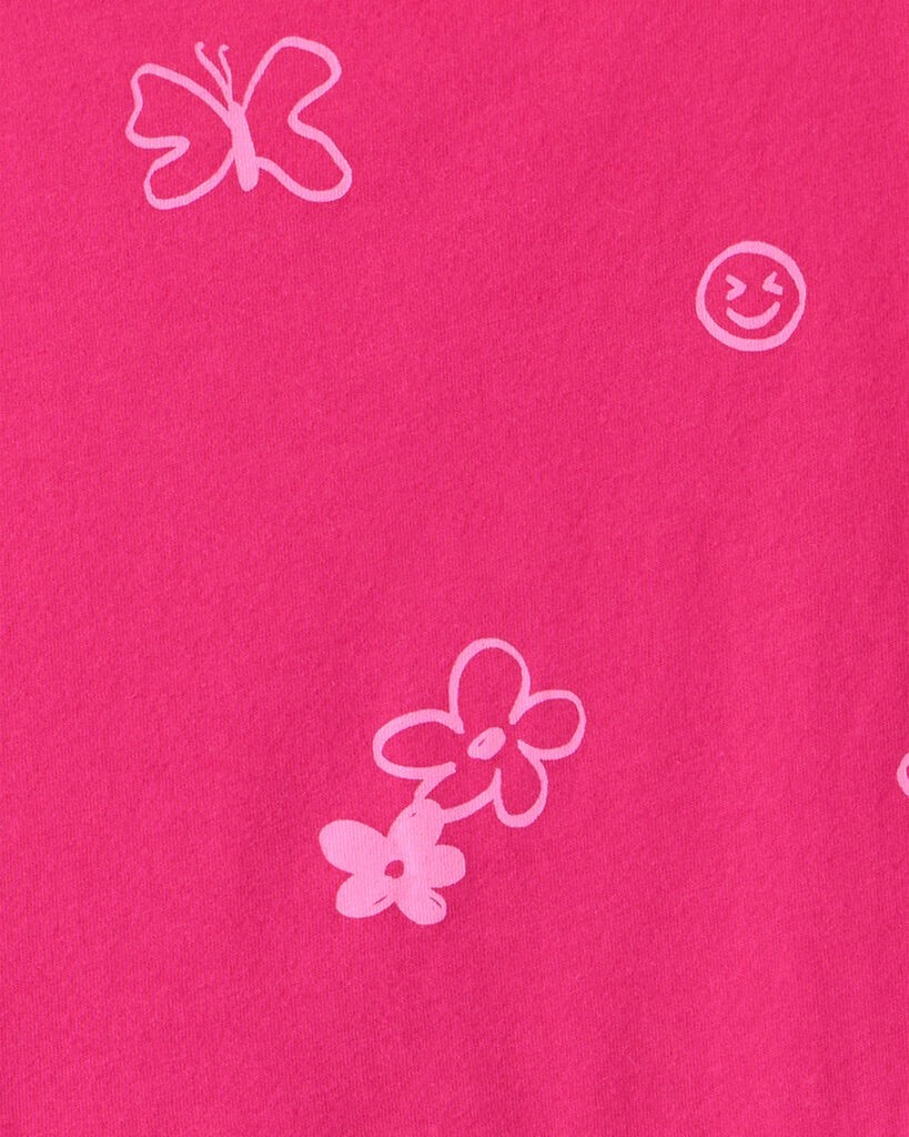 slide 3 of 3, Carter's Girls Doodle Print Long-Sleeve Dress - Pink Fuchsia 7, 1 ct