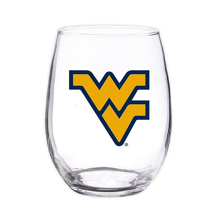 slide 1 of 2, NCAA West Virginia University 16 oz. Clear Plastic Stemless Wine Glasses Set, 4 ct