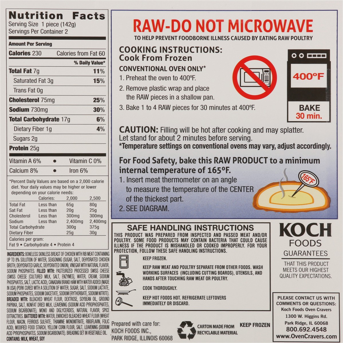 slide 9 of 13, Koch Foods Oven Cravers Cordon Blue 2 Entrees, 2 ct