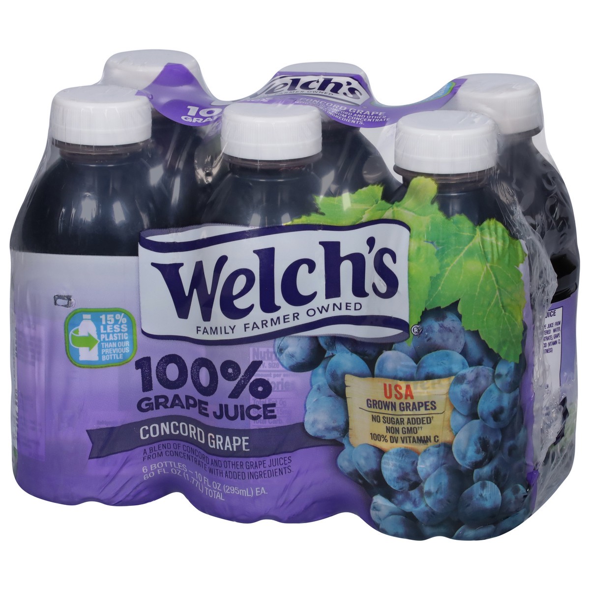 slide 5 of 9, Welch's 100% Grape Juice, Concord Grape, 10 fl oz On-the-Go Bottle (Pack of 6), 60 fl oz