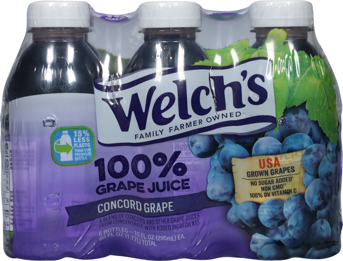 slide 9 of 9, Welch's 100% Grape Juice, Concord Grape, 10 fl oz On-the-Go Bottle (Pack of 6), 60 fl oz