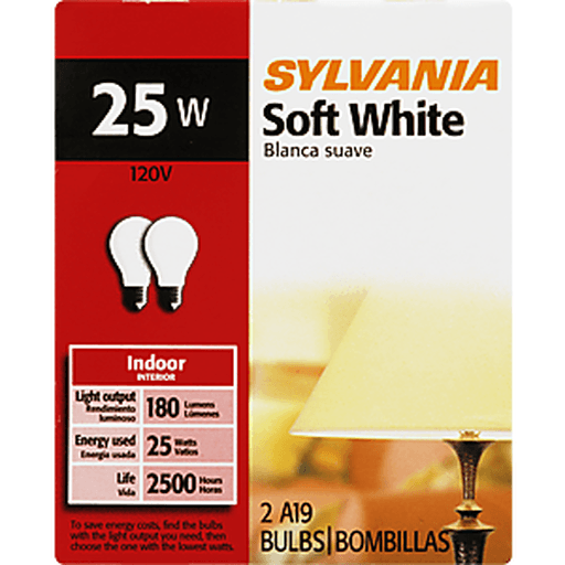 slide 7 of 8, Sylvania 25W Soft White Light Bulbs, 2 ct