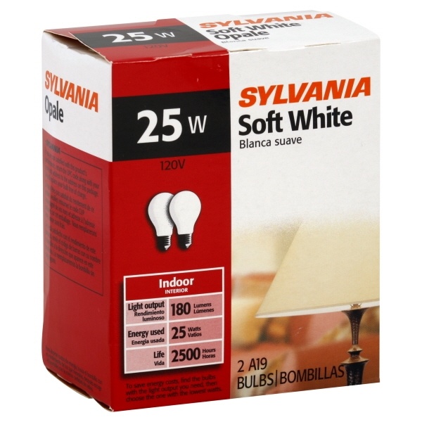 slide 1 of 1, Sylvania Light Bulbs, Indoor, Soft White, 25 Watts, 2 ct