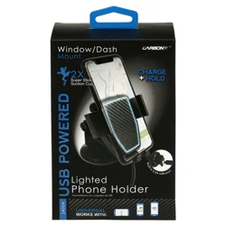 Custom Accessories Carbon XT Super Stick Lighted Phone Holder with USB Port