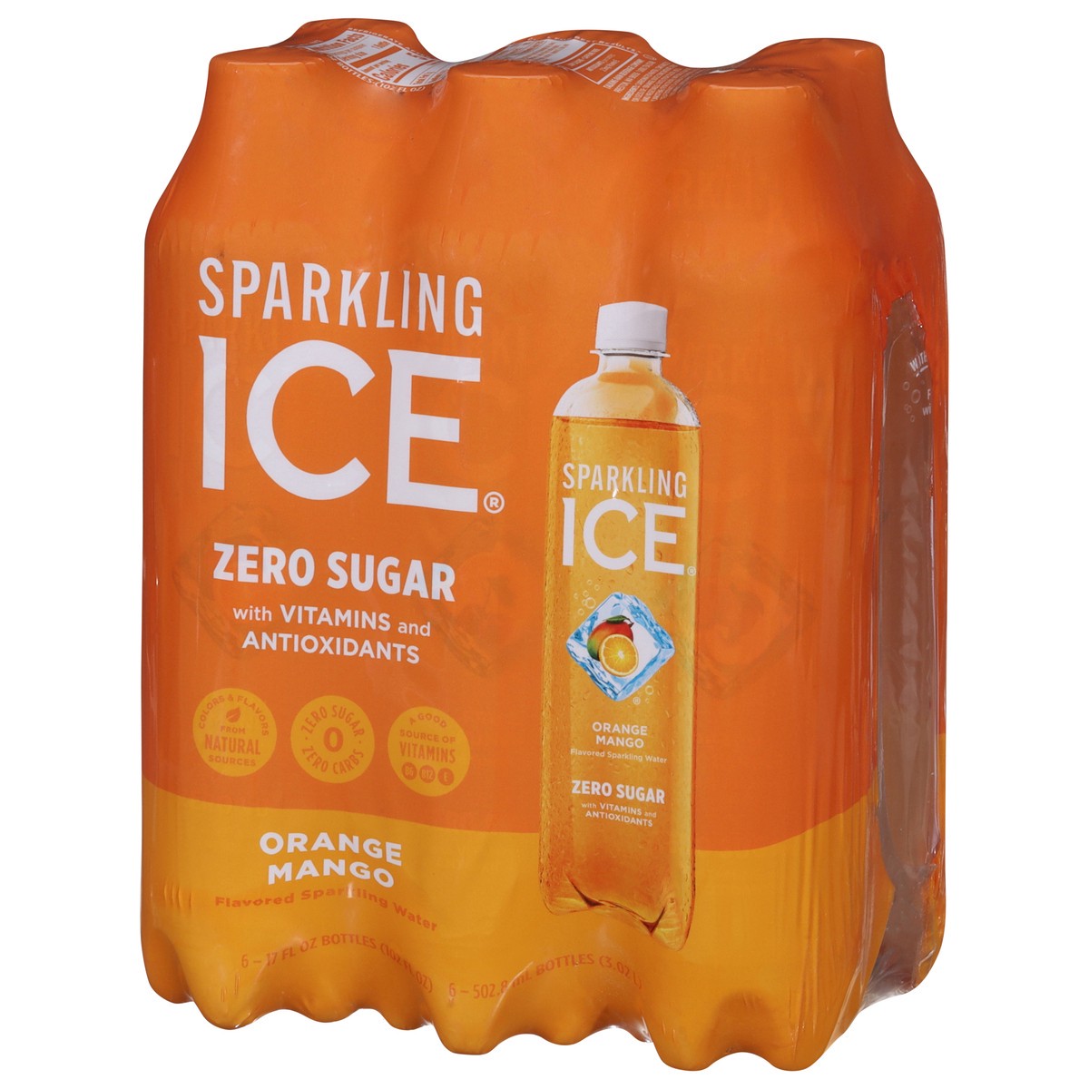 slide 9 of 15, Sparkling ICE 6 Pack Zero Sugar Orange Mango, 6 ct; 17 oz