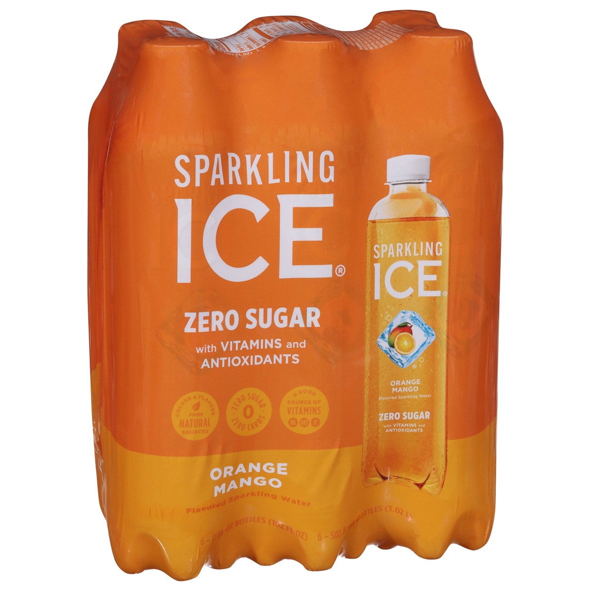 slide 4 of 15, Sparkling ICE 6 Pack Zero Sugar Orange Mango, 6 ct; 17 oz