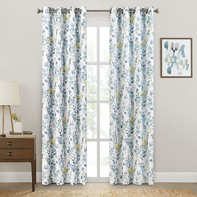 slide 1 of 4, Brookstone Salano Floral Blackout Curtain Panel - Spa, 108 in