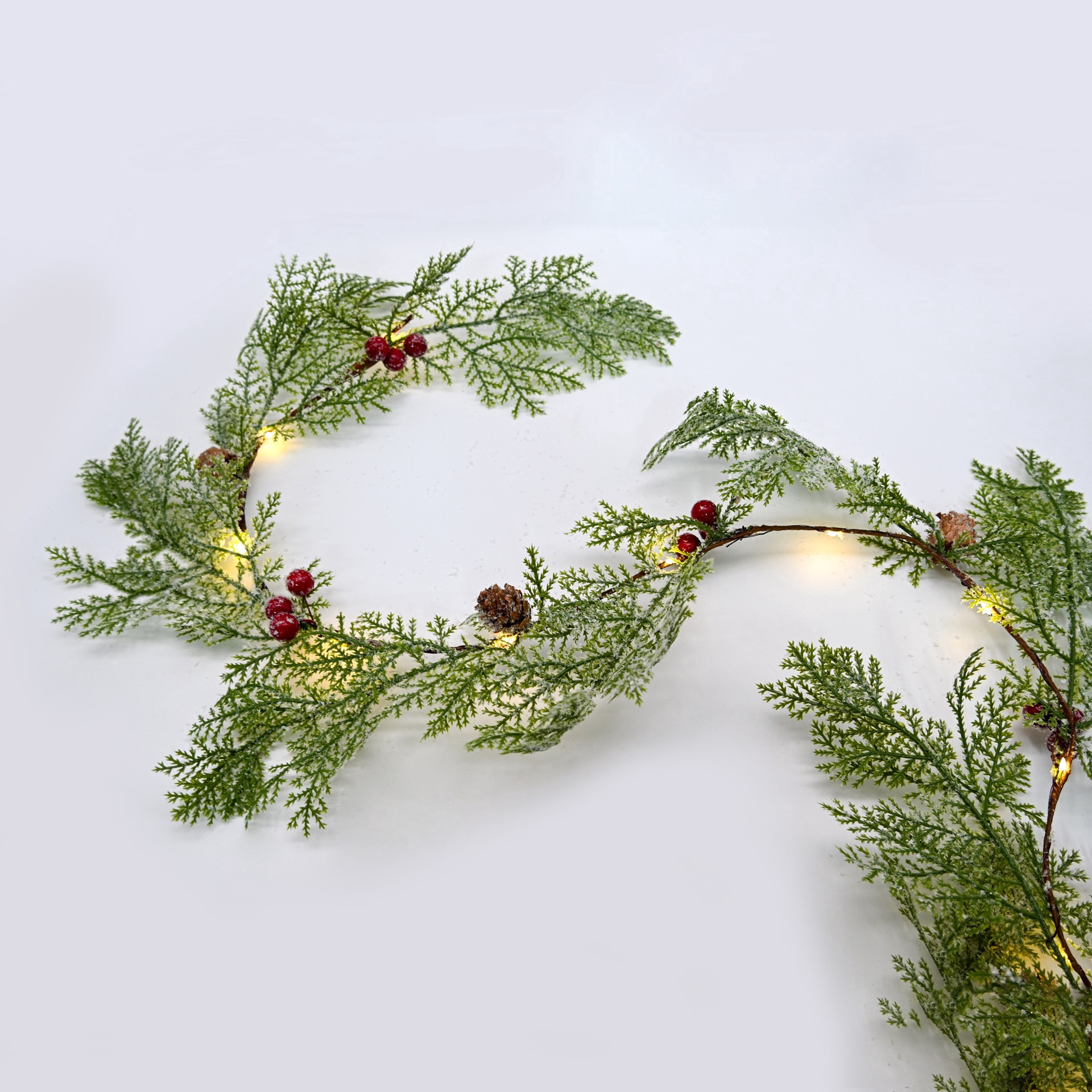 slide 3 of 4, 18ct. Warm White Led Pinecone & Red Berry Garland String Lights By Ashland, 18 ct