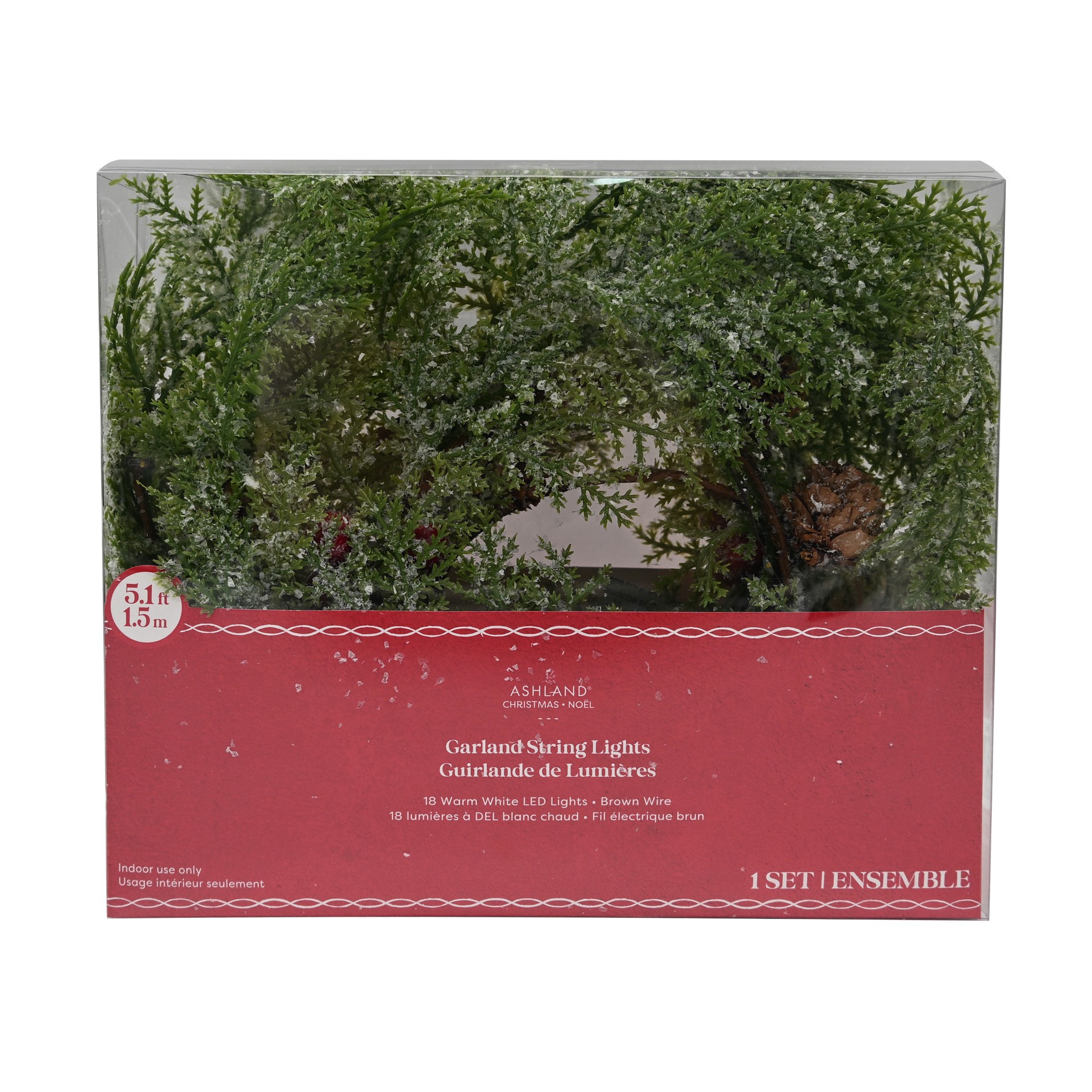 slide 2 of 4, 18ct. Warm White Led Pinecone & Red Berry Garland String Lights By Ashland, 18 ct